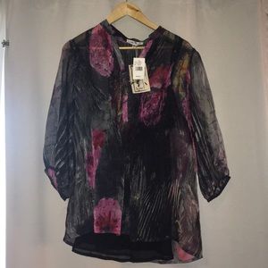 Blue velvet magenta shirt